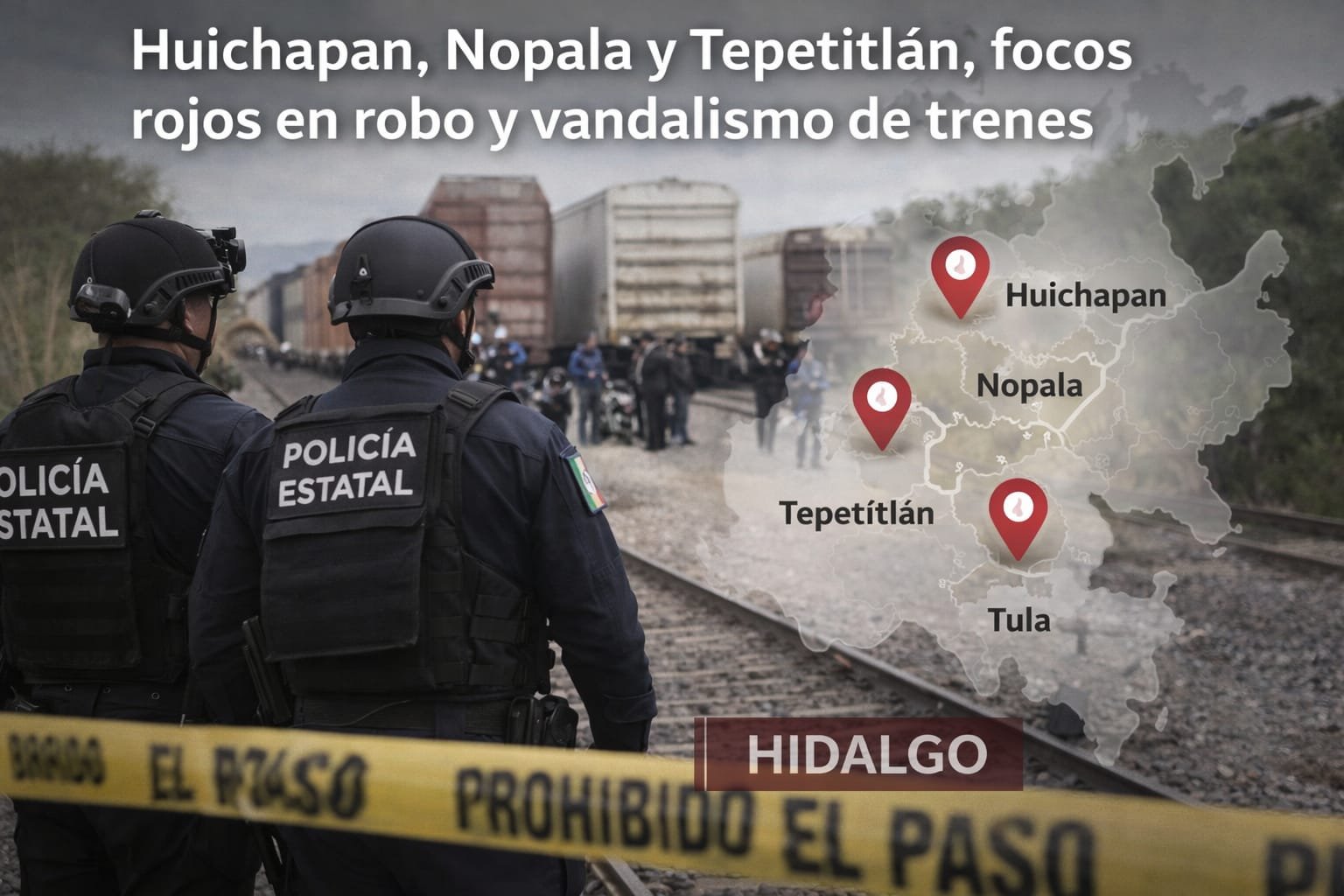 Huichapan, Nopala y Tepetitlán, focos rojos en robo y vandalismo de trenes