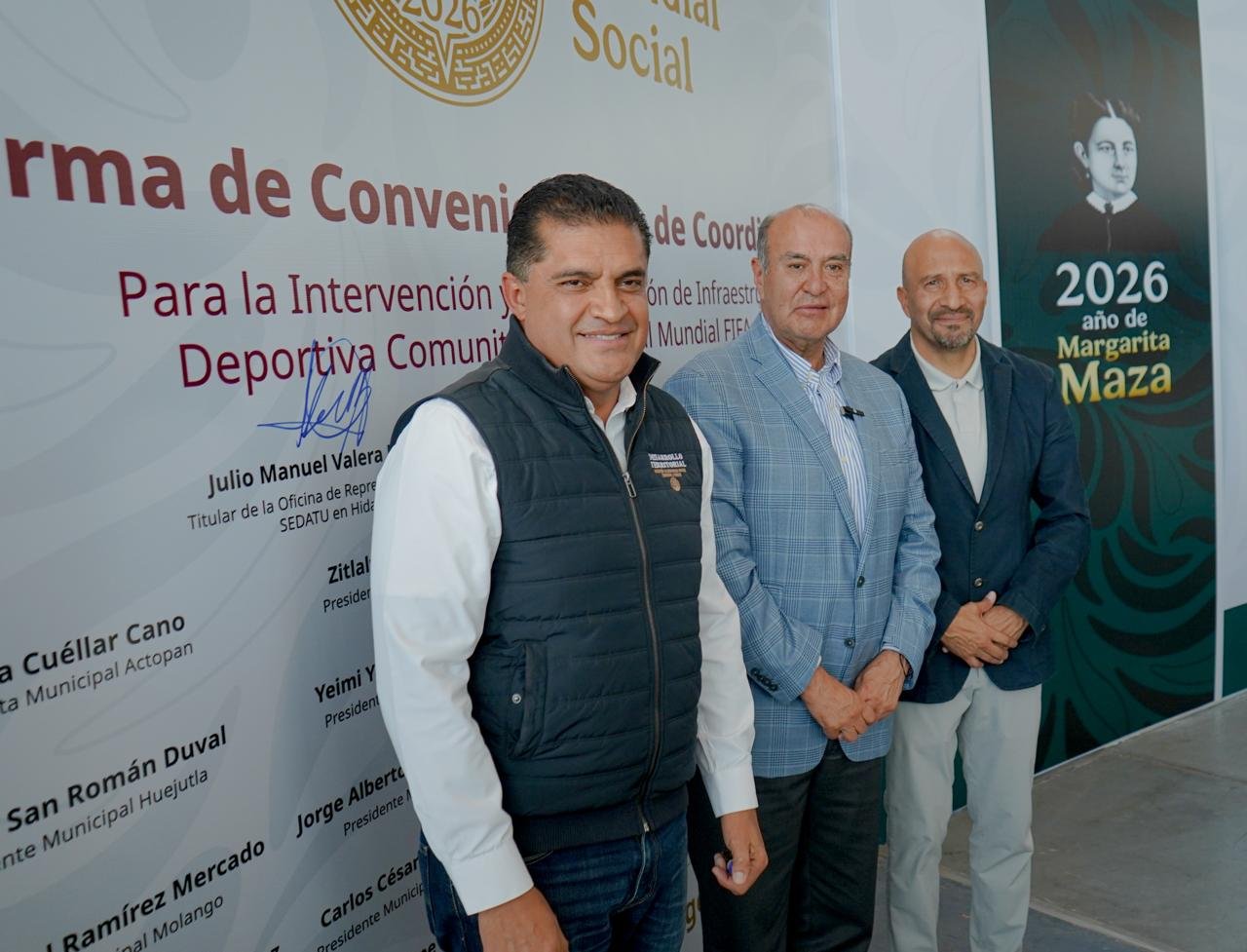 Mundial Social: Firman convenio para construir canchas deportivas en Hidalgo