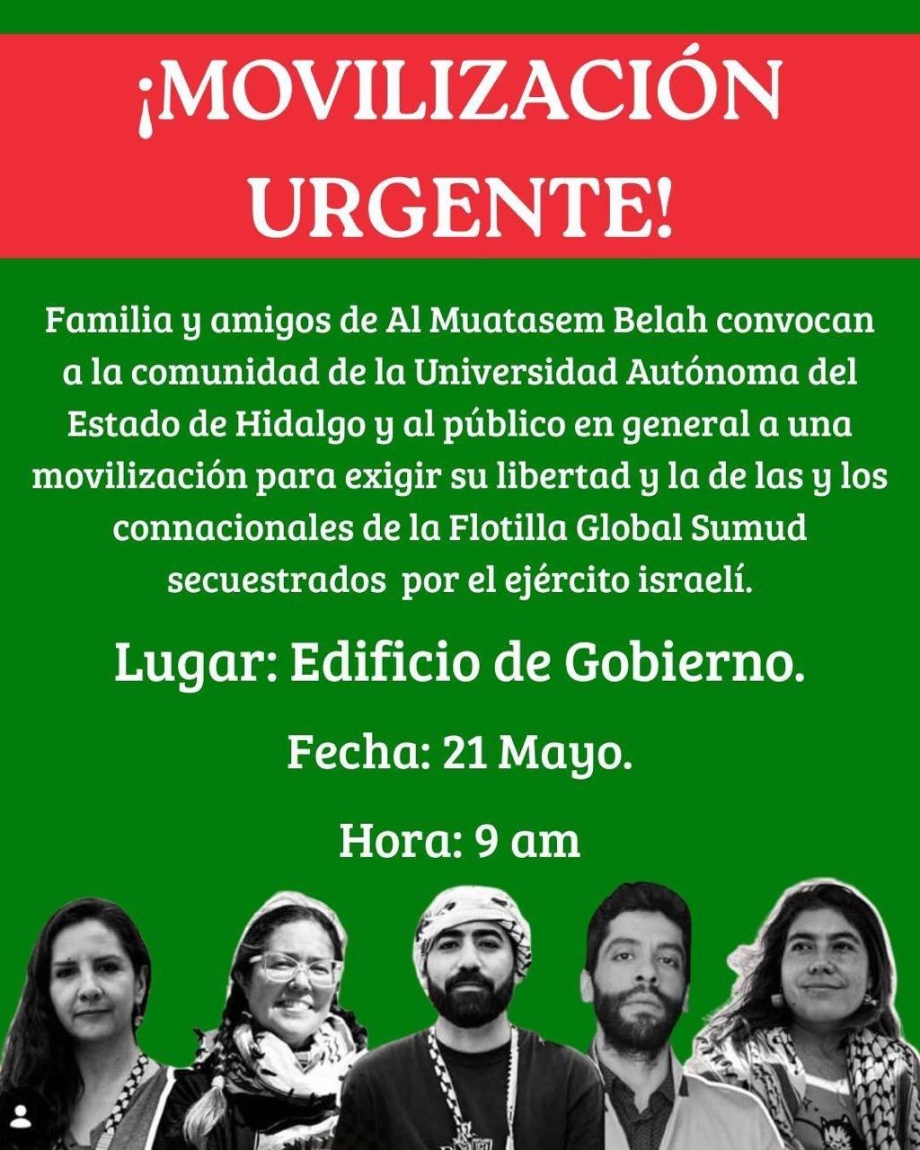 Libertad para hidalguense retenido por ejército israelí, convocan a protesta en Pachuca