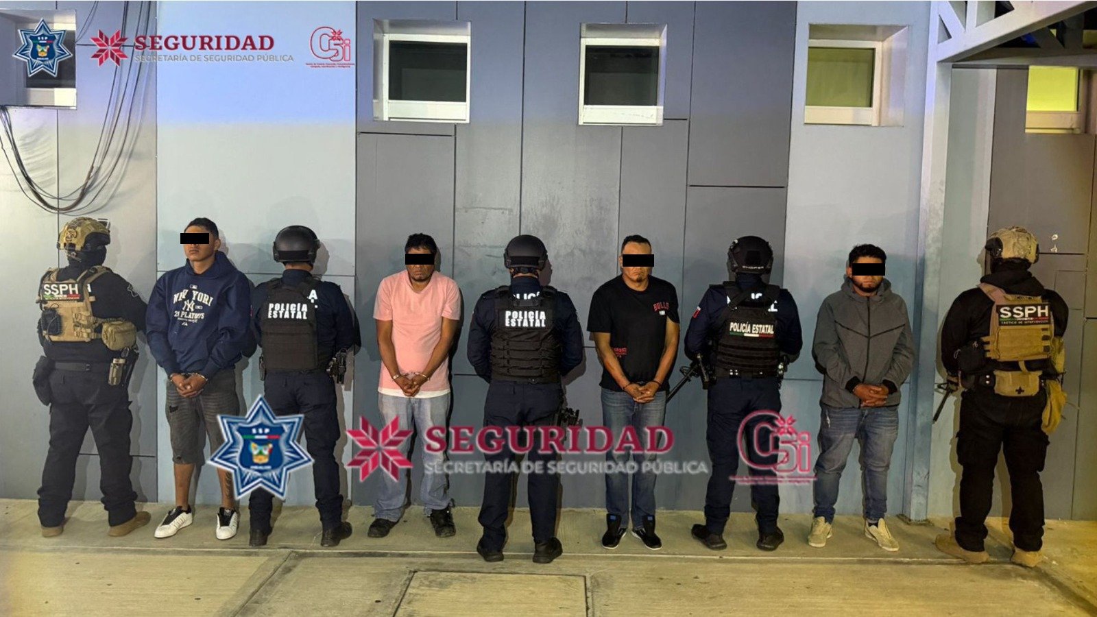 SSPH asegura a cuatro personas por presunto robo a transporte de carga en carretera federal México-Pachuca