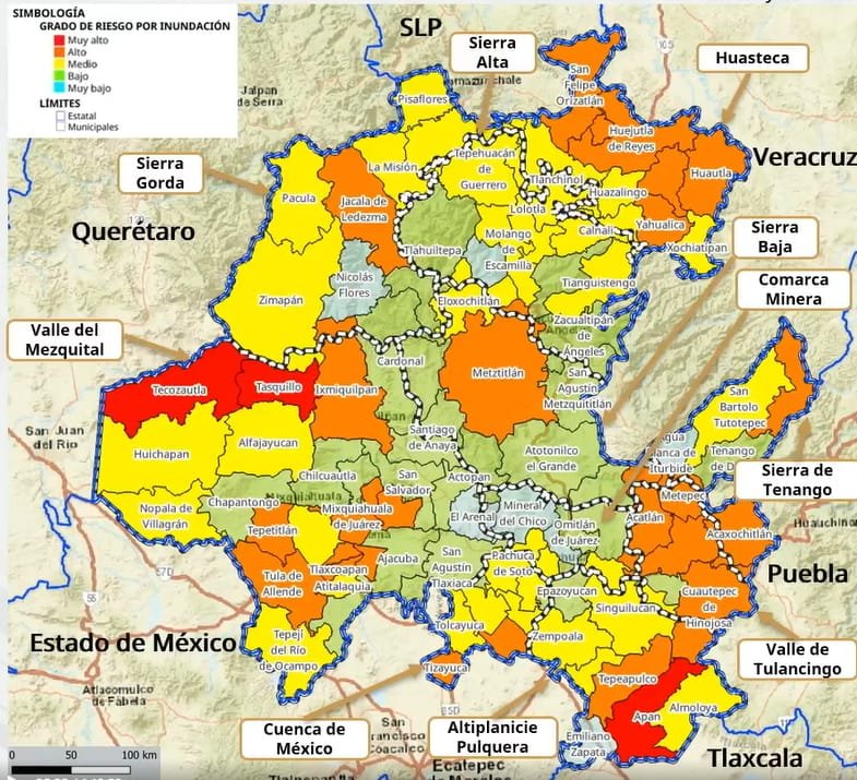 Más de 2.4 millones de hidalguenses viven en 57 municipios con riesgo de inundación