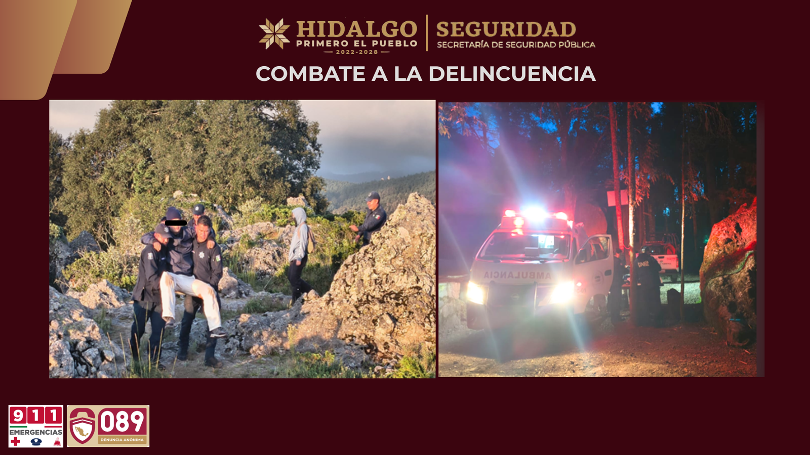 Policía Estatal ejecuta operativo de búsqueda y rescate de dos personas extraviadas en Mineral del Chico