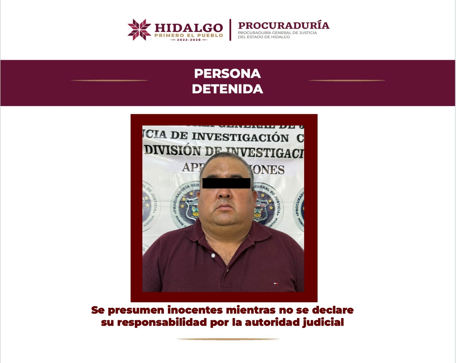 Procuraduría de Justicia detiene en Tula de Allende a objetivo prioritario